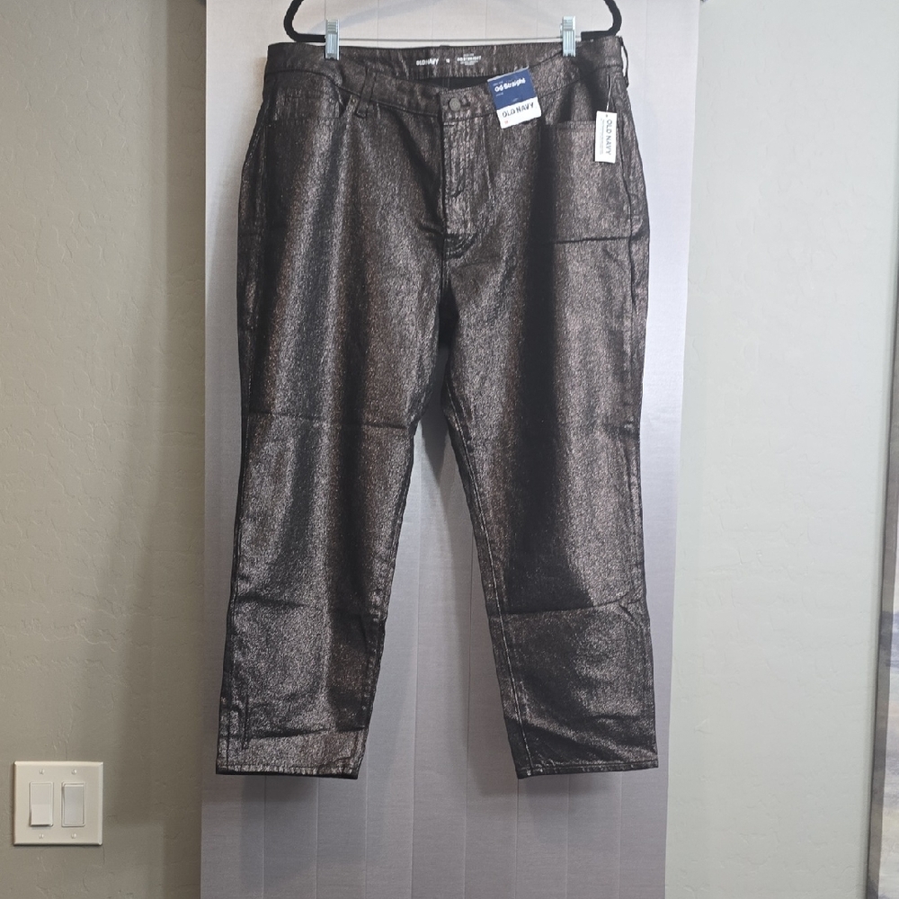 Old Navy Women's Shimmering Black Straight Leg Pants